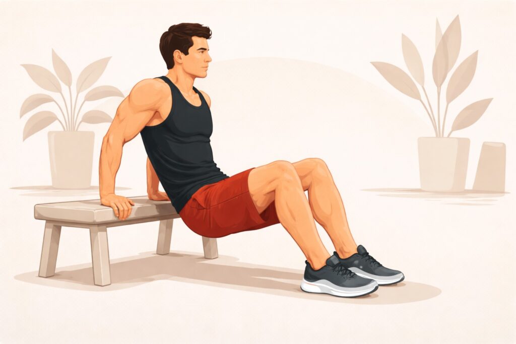 Bench-dip-bent-knees-feet-on-floor