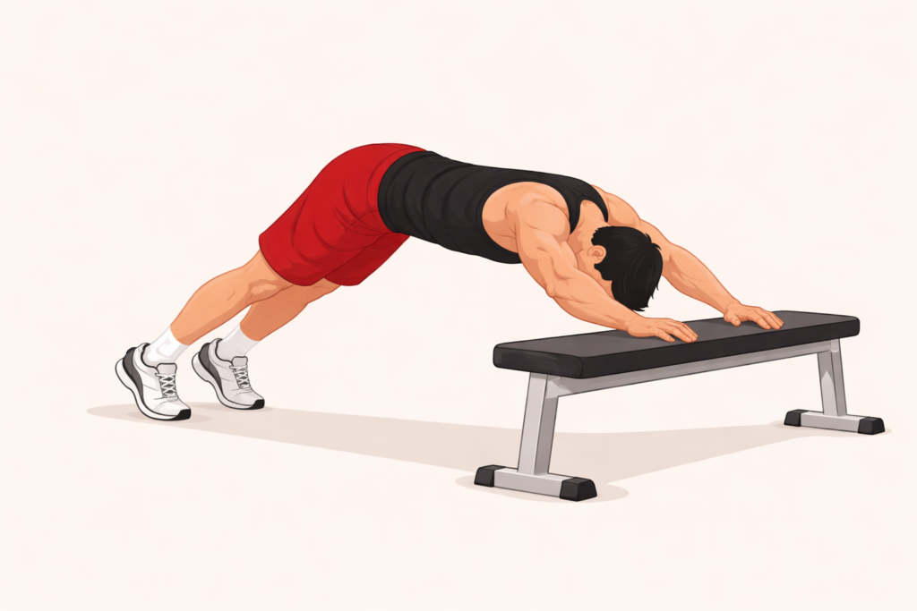 Bodyweight-triceps-extension-on-bench-triceps-isolation-variation