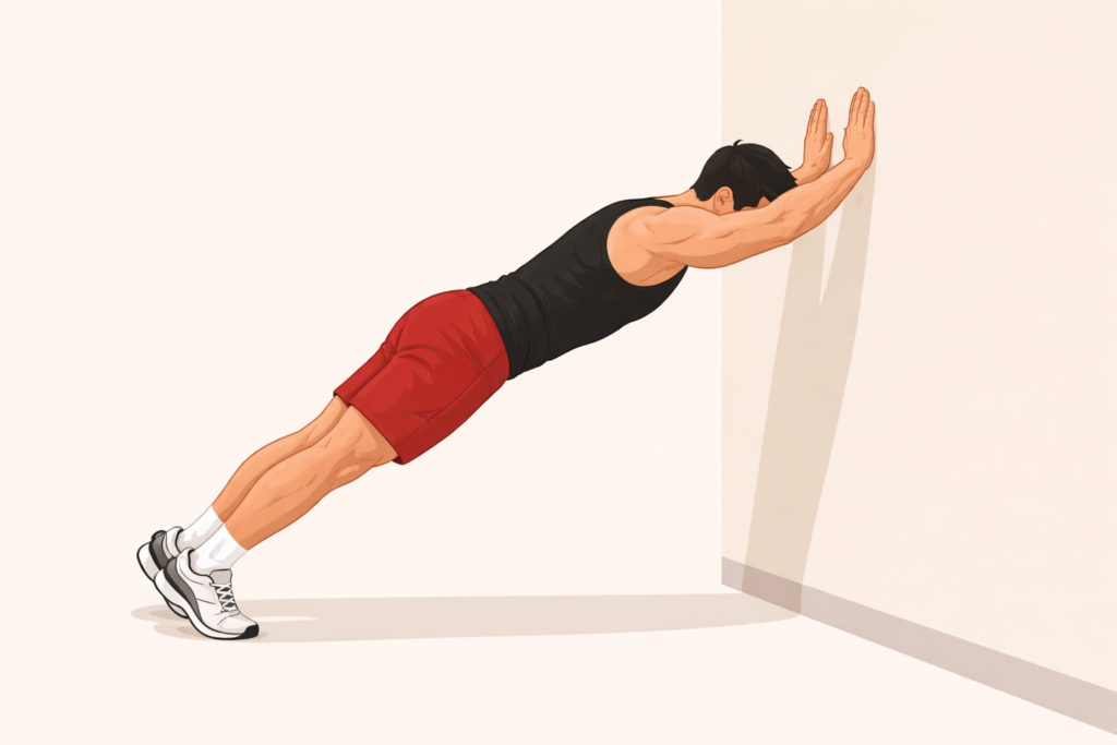 Bodyweight-triceps-extension-on-wall-bodyweight-arm-exercise