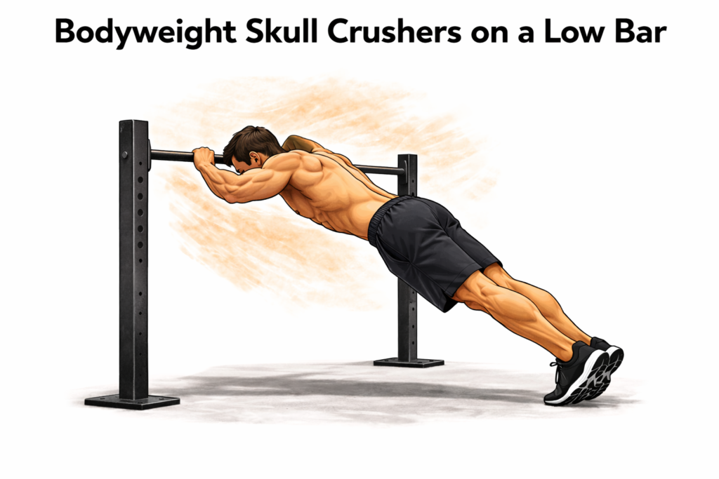 Bodyweight-skull-crushers-on-low-bar