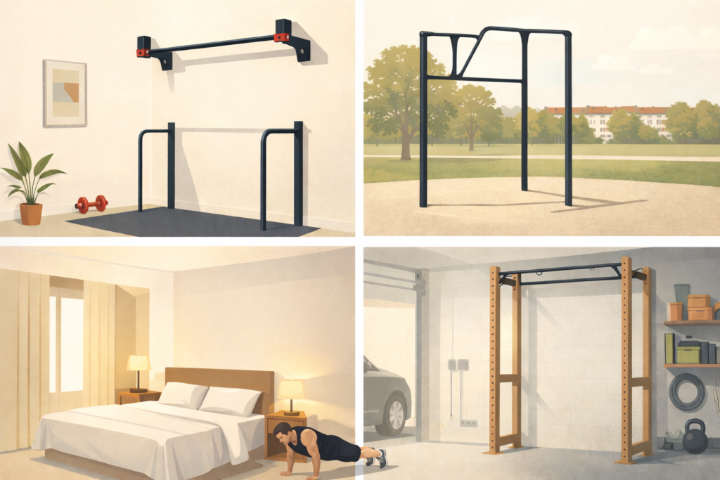 Calisthenics-bars-home-park-hotel-garage-setup