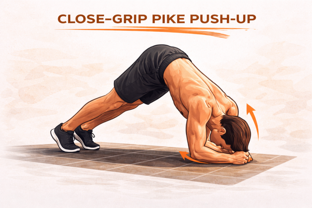 Narrow-hand-pike-push-up-bodyweight-variation