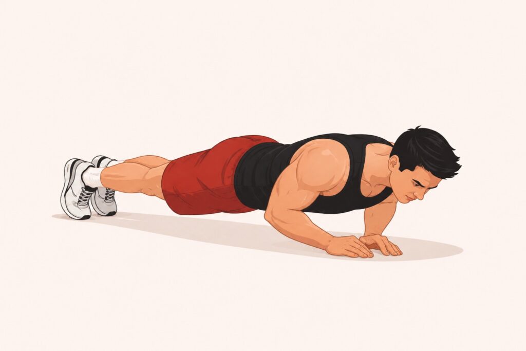 Close-grip-push-up-on-floor-with-hands-close-together-and-feet-flat-on-ground