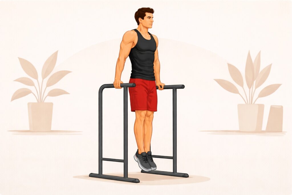 Dip-station-support-hold-locked-elbows