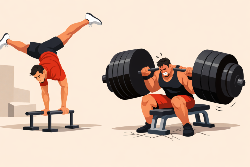 Harder-calisthenics-vs-overloaded-weight