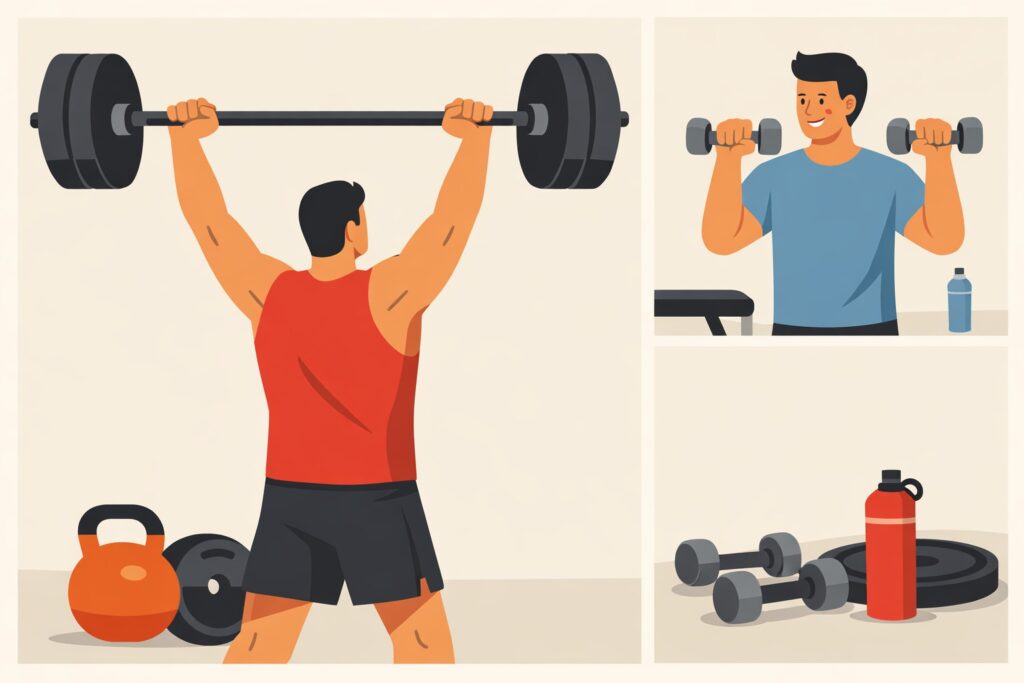 Heavy-barbell-overhead-press-compared-to-light-dumbbell-training