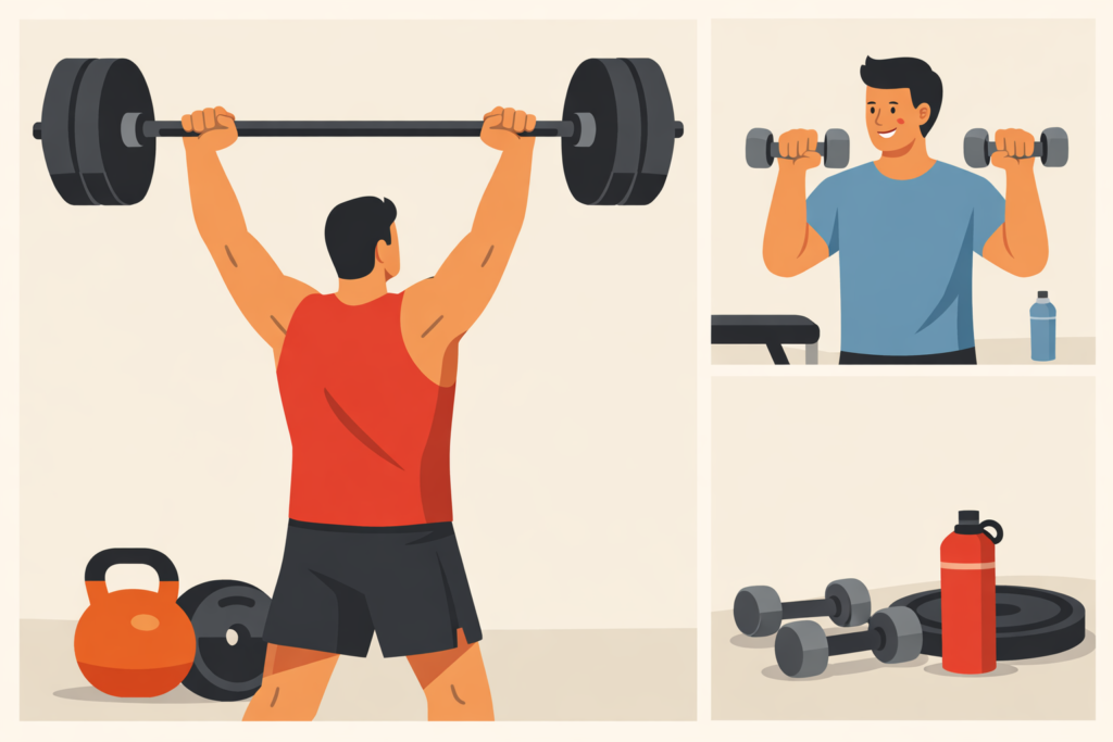 Heavy-barbell-overhead-press-compared-to-light-dumbbell-training