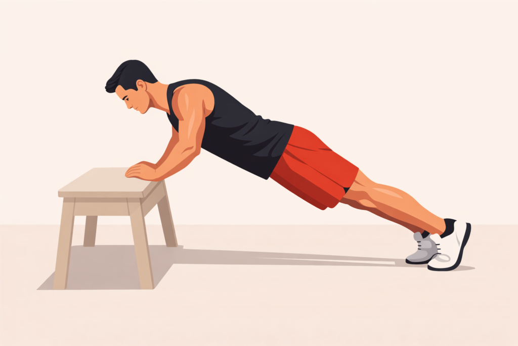 Incline-close-grip-push-up-on-bench-bodyweight-exercise