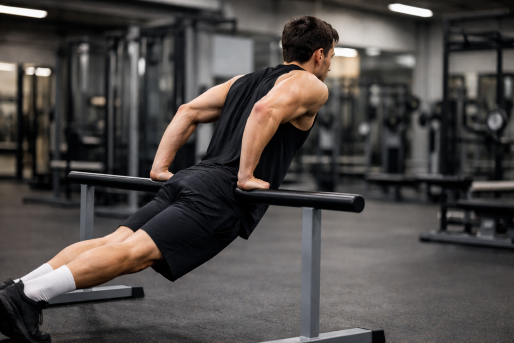 Korean-dips-behind-bar-bodyweight-exercise