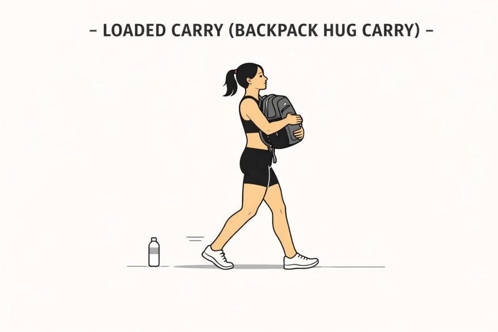Loaded-carry-backpack-hug-carry-core-and-grip-walking-exercise