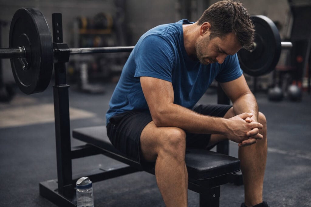 Workout-rest-period-on-bench