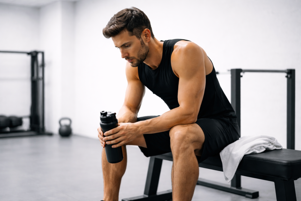 Workout-rest-period-on-bench