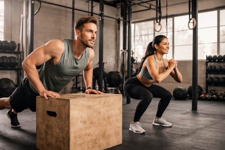 Beginner-Calisthenics-Exercises-Incline-Push-Up-And-Bodyweight-Squat