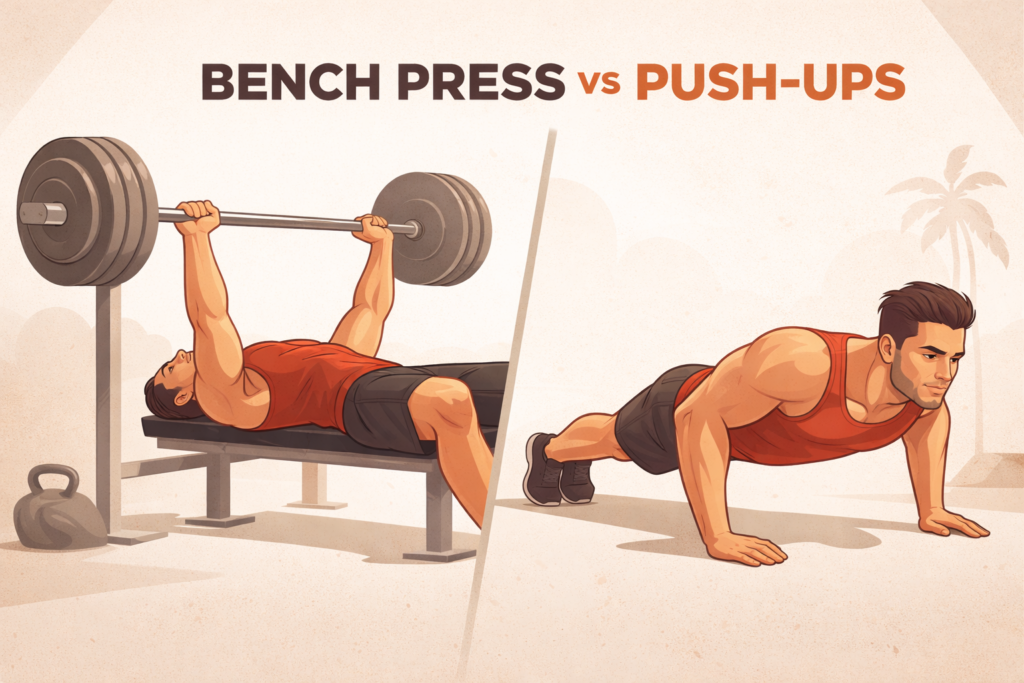 Bench-press-and-push-up-exercise-comparison