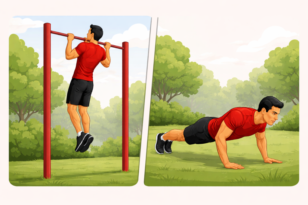 Calisthenics-pull-up-and-push-up-bodyweight-training-foundation-exercises