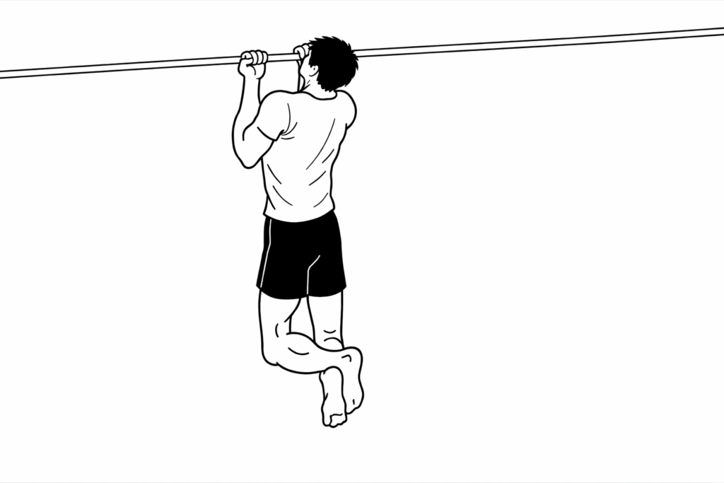 Man-doing-chin-up-on-bar