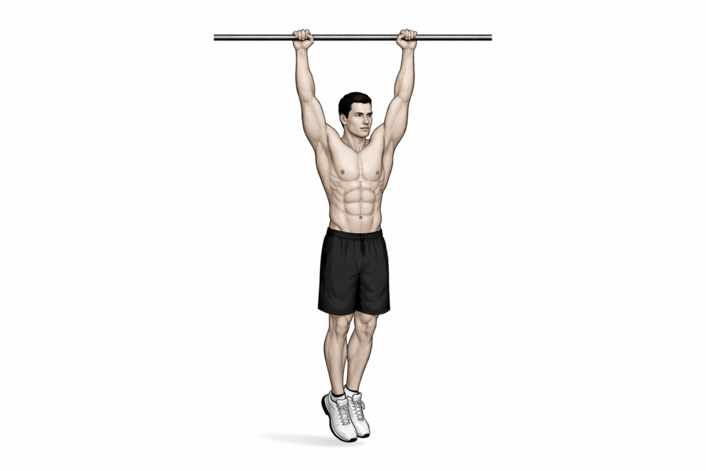 Dead-hang-exercise-hanging-relaxed-from-pull-up-bar