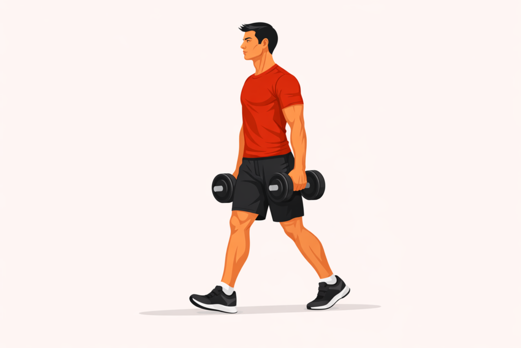 Farmer-carry-walking-with-dumbbells-grip
