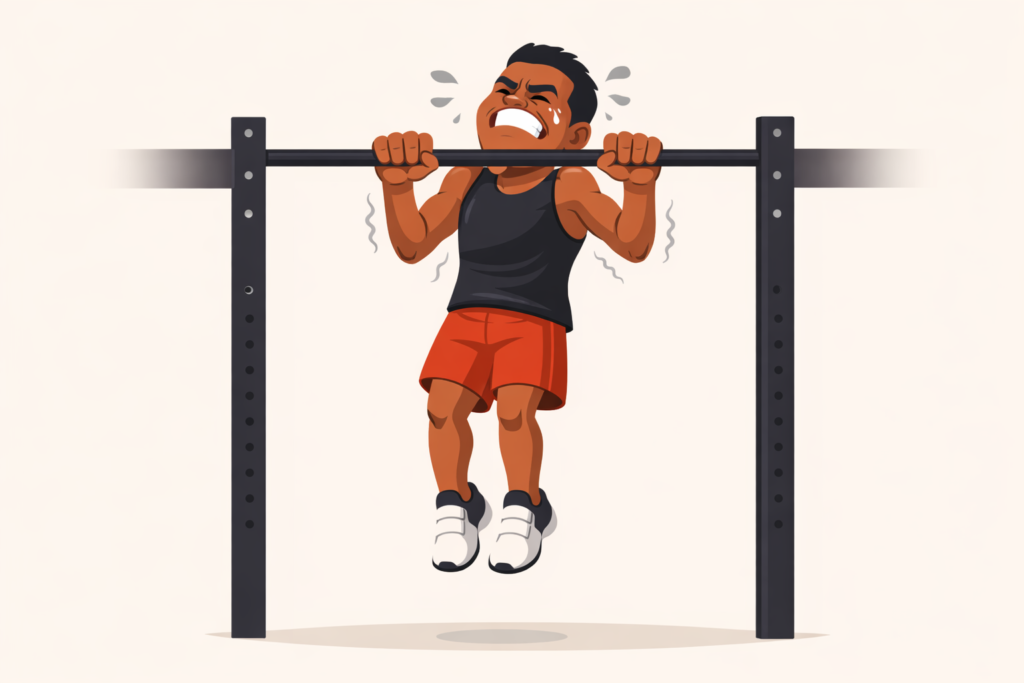 Pull-up-first-rep-struggle-chin-below-bar-bodyweight-training