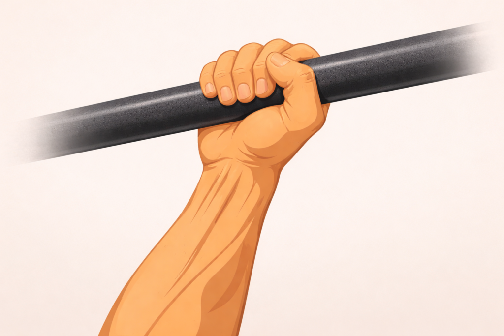 Hand-grip-strength-on-bar-forearm-tension-pull-up-training