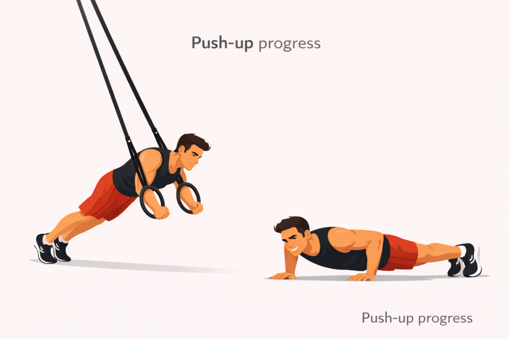 Incline-push-up-to-floor-push-up-beginner-progress