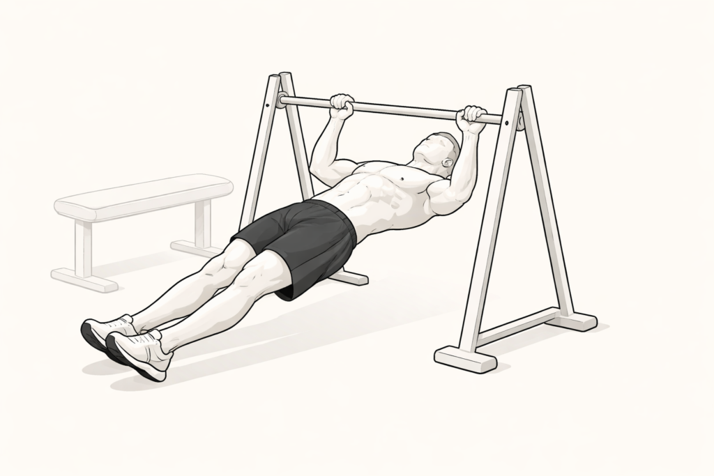 Inverted-row-bodyweight-pulling-exercise-under-bar-for-upper-back