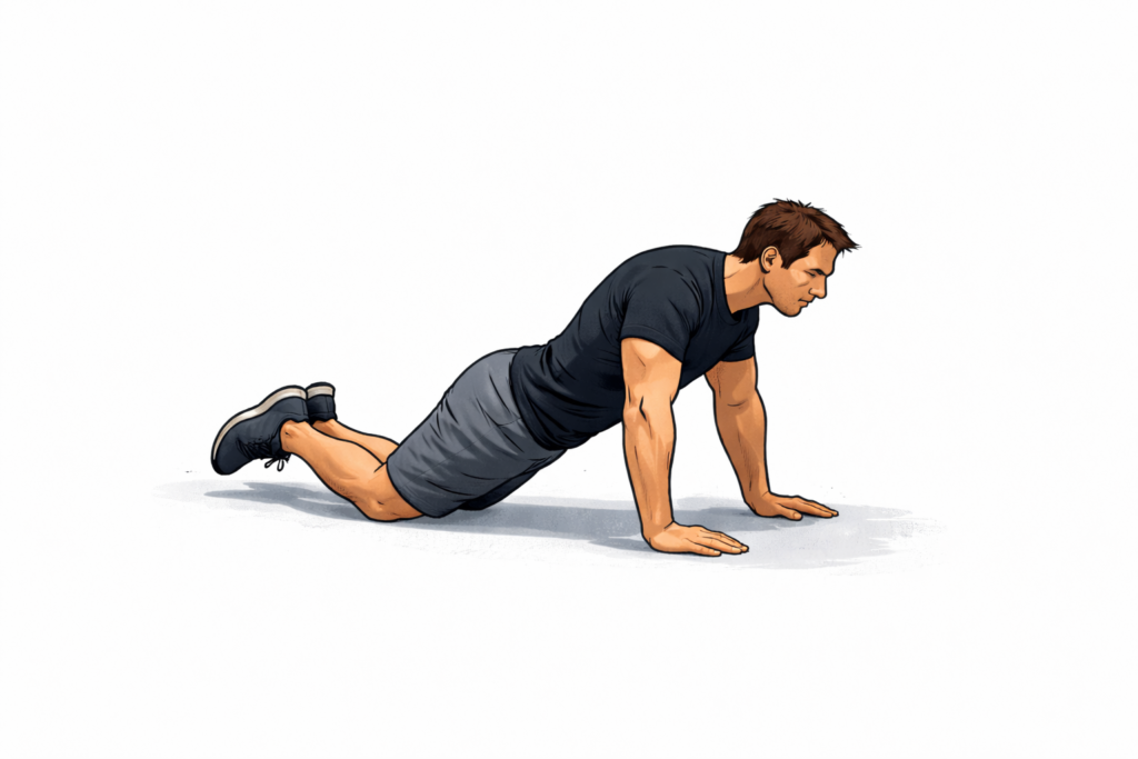 Knee-push-up-hands-on-floor-knees-supported-body-angle-position