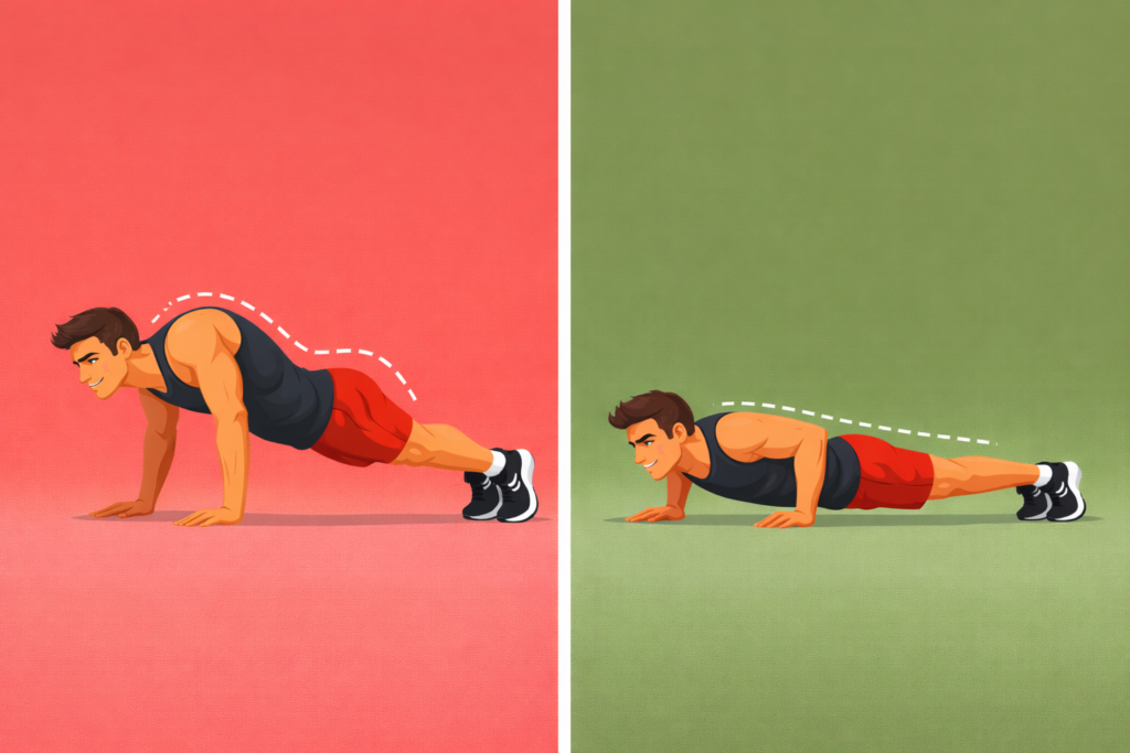 Push-up-technique-comparison-sagging-hips-vs-straight-body