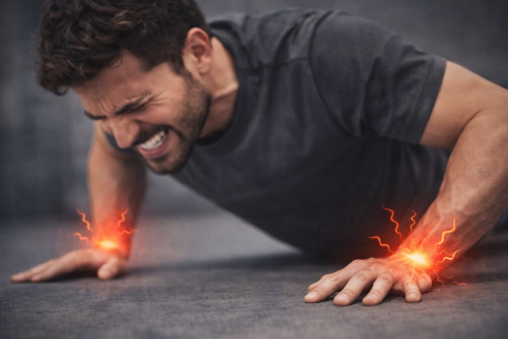 Push-up-with-inflamed-wrists-and-pain
