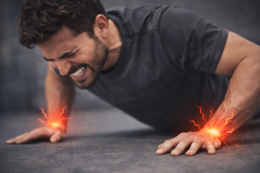 Push-up-with-inflamed-wrists-and-pain