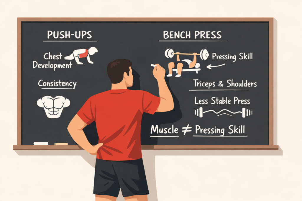 Push-ups-vs-bench-press-chest-growth-skill-difference-board-explanation