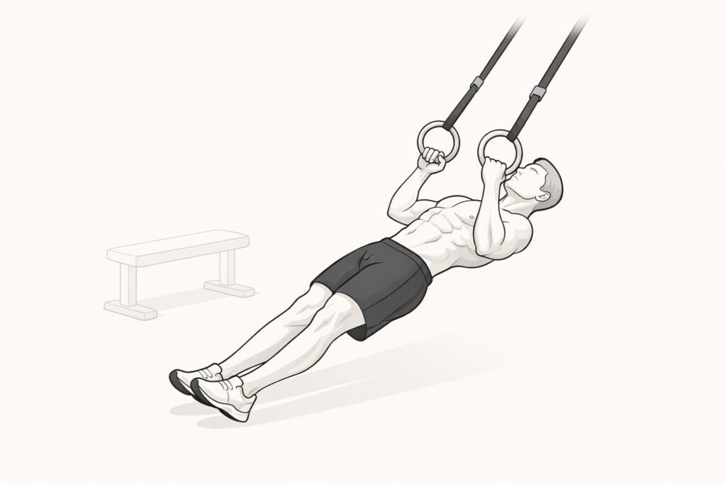 Ring-row-exercise-for-upper-back-and-arm-strength