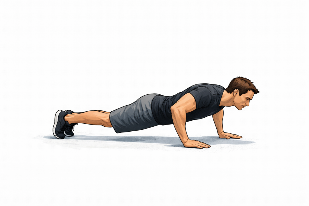 Standard-floor-push-up-hands-on-floor-body-straight-position
