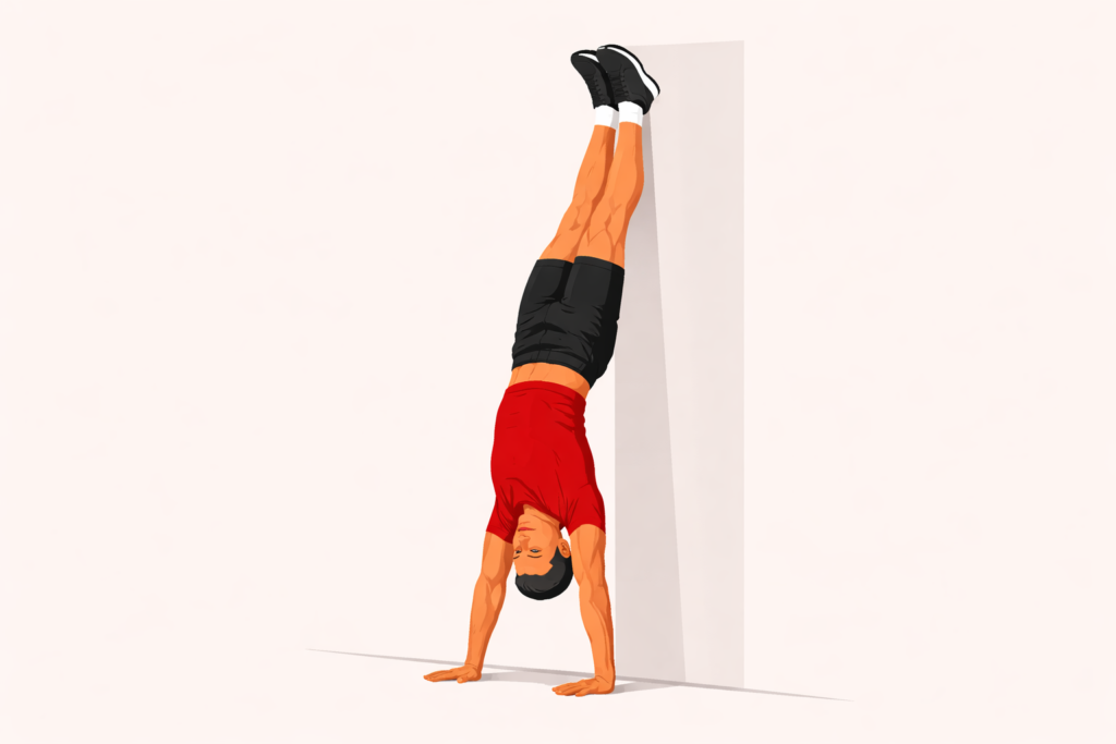 Wall-supported-handstand-hold-bodyweight-shoulder-balance-training