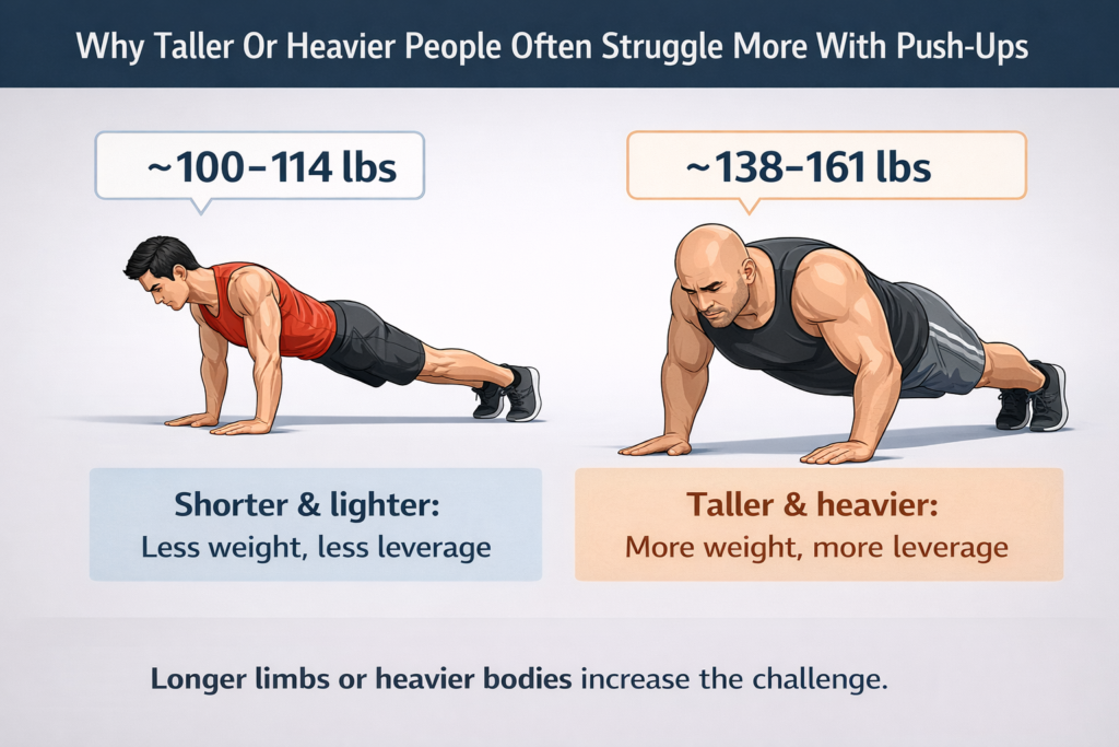 Push-Up-Bodyweight-Comparison-Taller-Heavier-Leverage-Difficulty