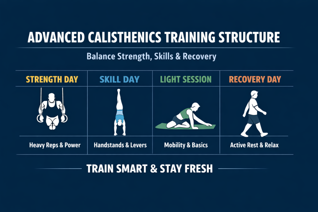 Advanced-calisthenics-training-structure-with-strength-day-skill-day-light-session-and-recovery-day
