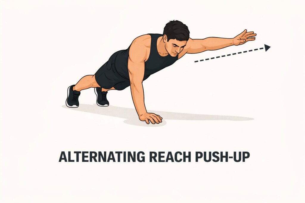 Alternating-Reach-Push-Up-Bodyweight-Pressing