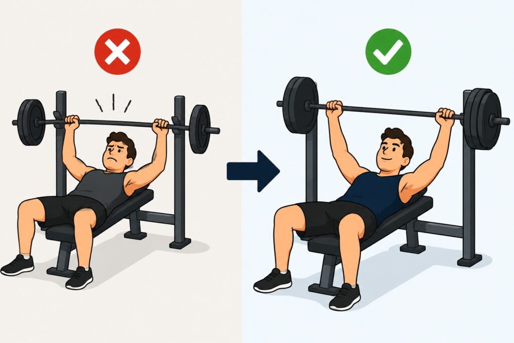 Bench-press-progress-fixes-before-after