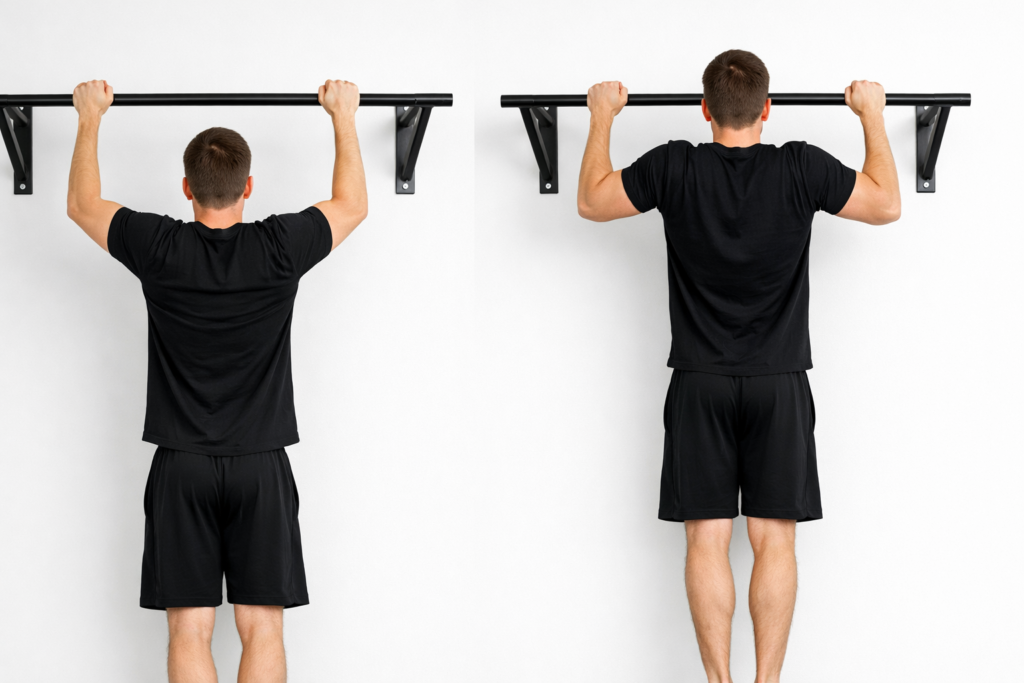 Pull-up-bar-dead-hang-and-top-position-clean-form