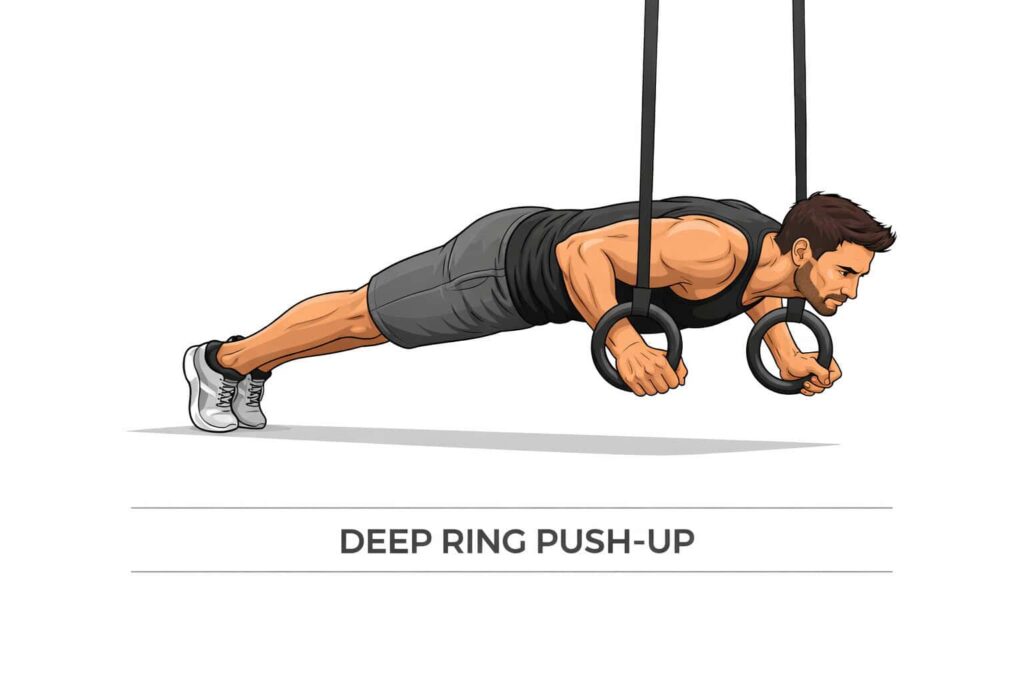 Deep-Ring-Push-Up-Low-Rings-Extended-Range-Chest-Shoulder-Triceps-Training