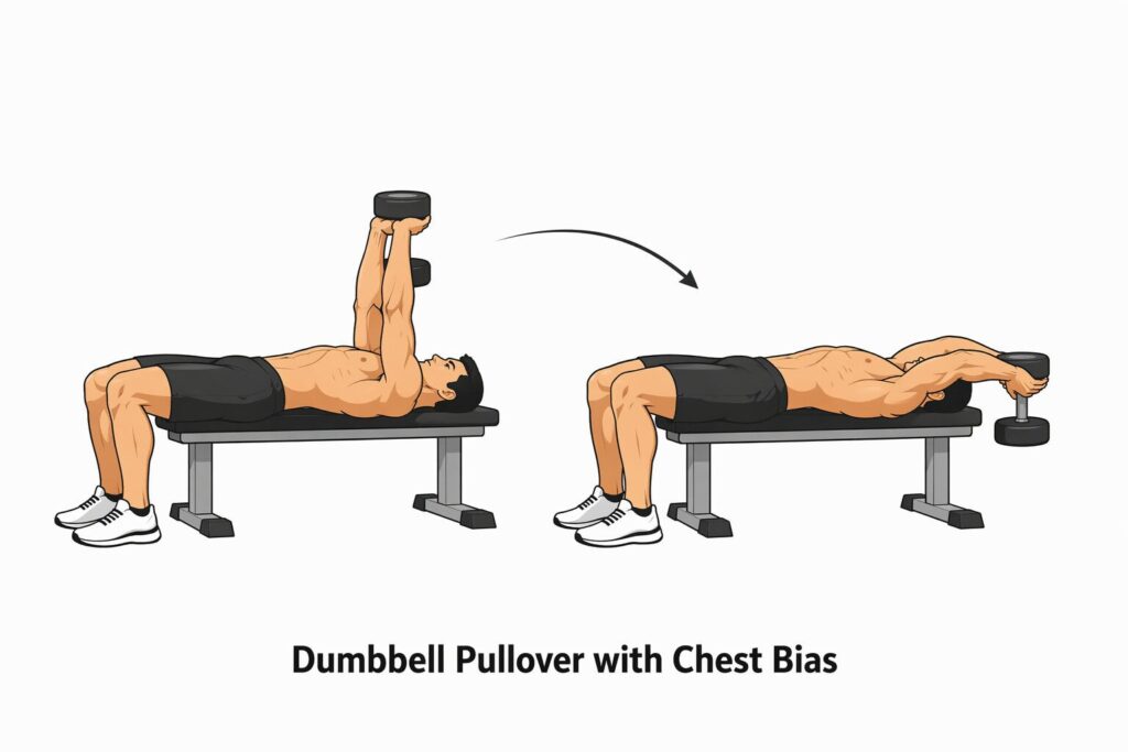 Dumbbell-pullover-with-chest-bias-on-flat-bench-with-controlled-range