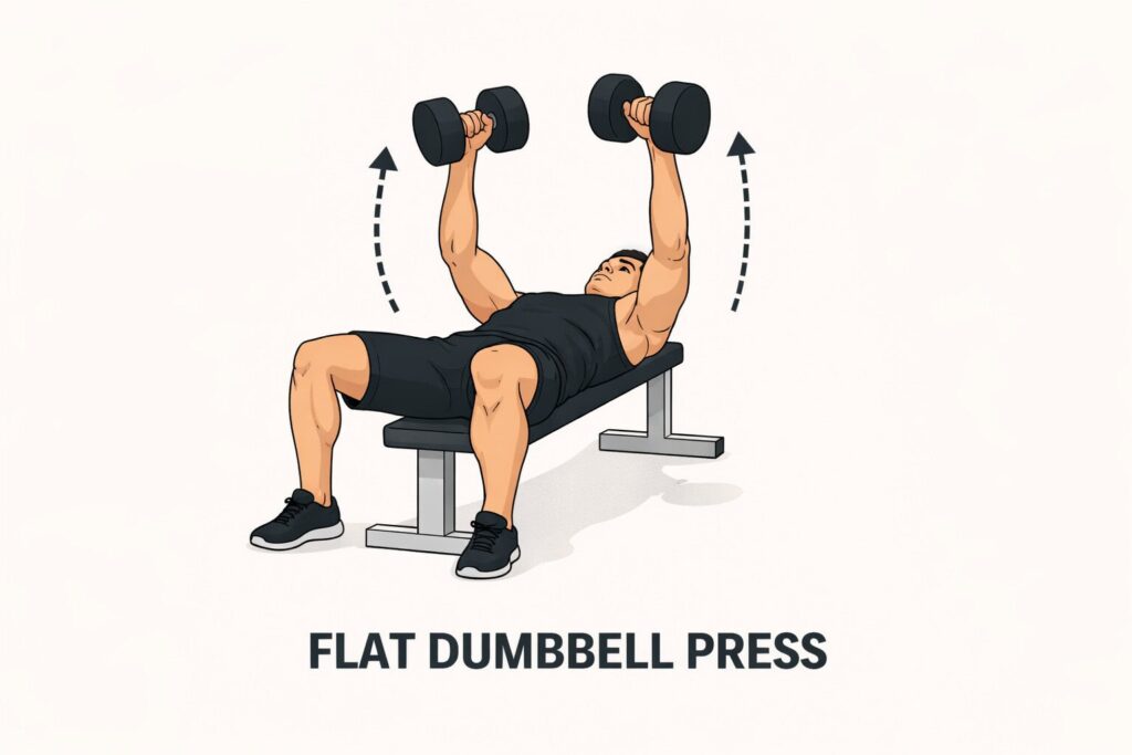 Flat-Dumbbell-Press-Bench-Chest-Dumbbell-Workout