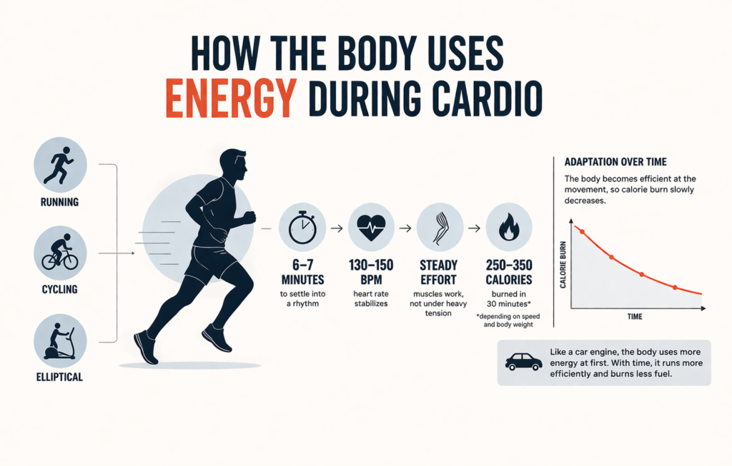 Cardio-energy-use-calorie-burn-over-time-running