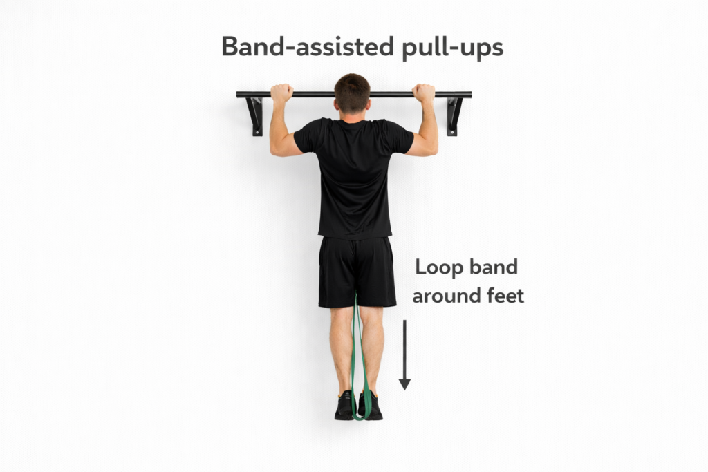 Band-assisted-pull-up-loop-band-around-feet