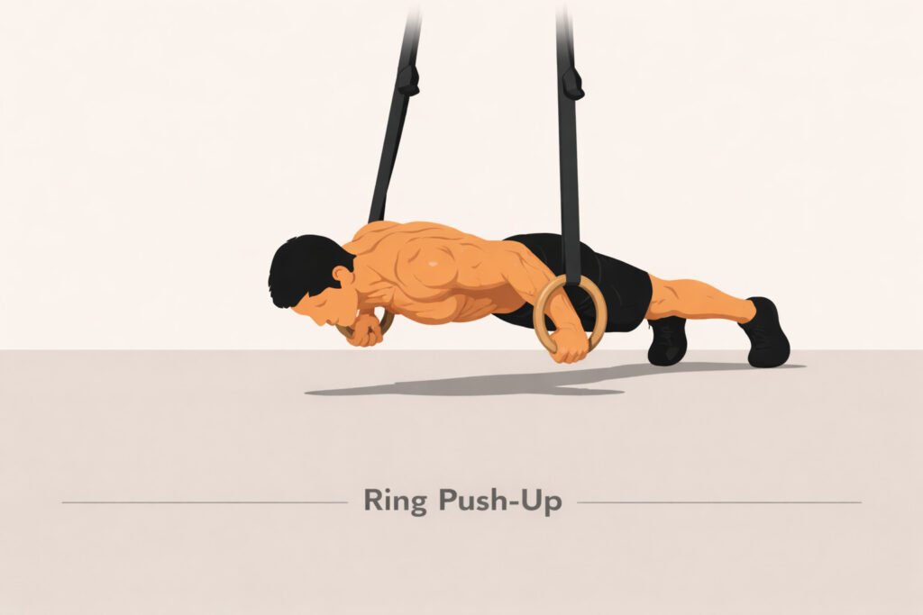 Ring-Push-Up-On-Gymnastic-Rings