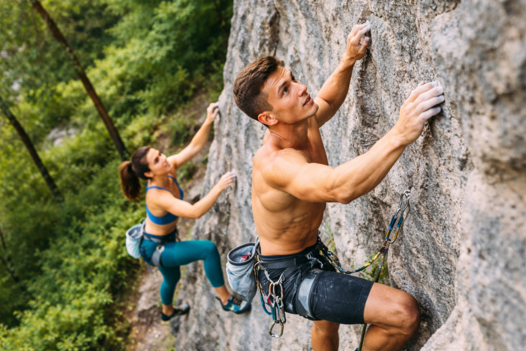 Rock-Climbing-On-Steep-Cliff-Grip-Endurance-Upper-Body-Strength-Outdoor-Climb