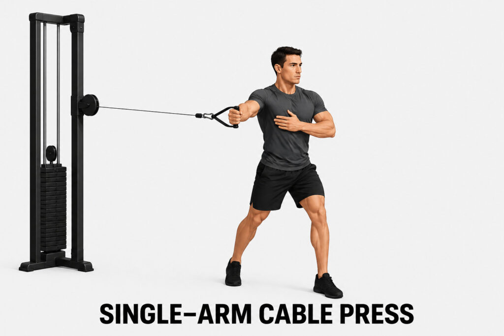Single-arm-cable-press-cable-machine-standing-press