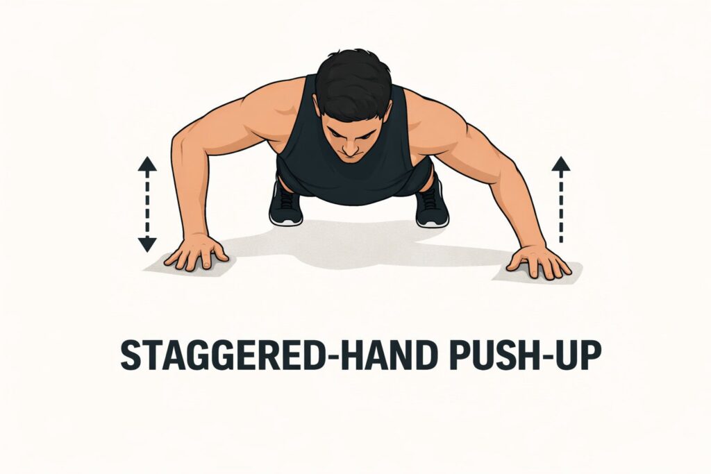 Staggered-Hand-Push-Up-Uneven-Hand