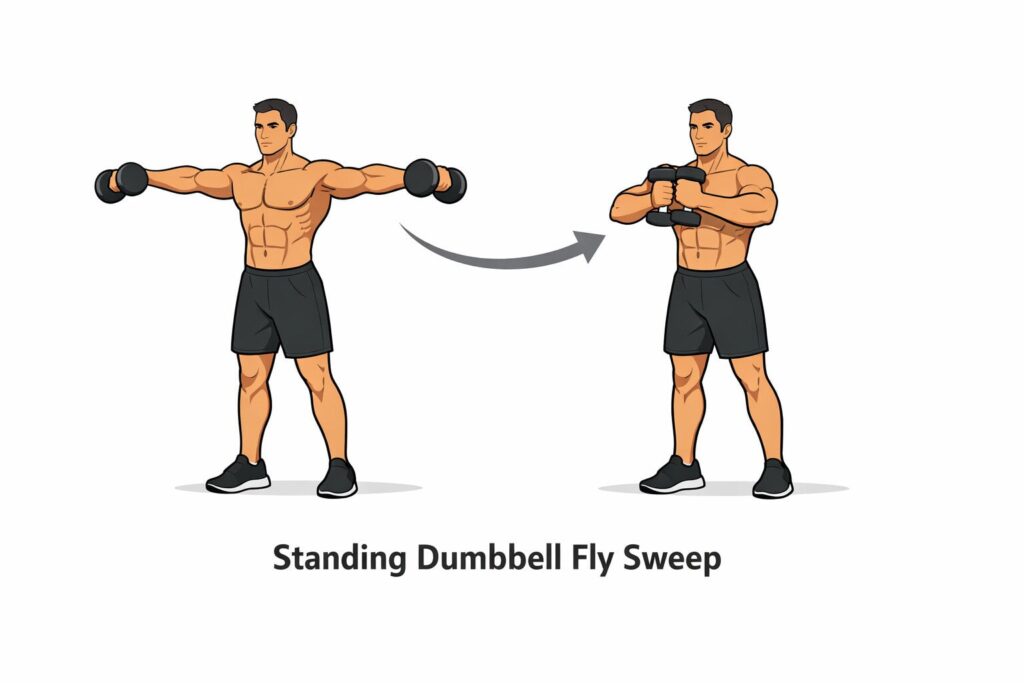 Standing-Dumbbell-Fly-Sweep-With-Dumbbells-Moving-Inward-For-Chest-Contraction