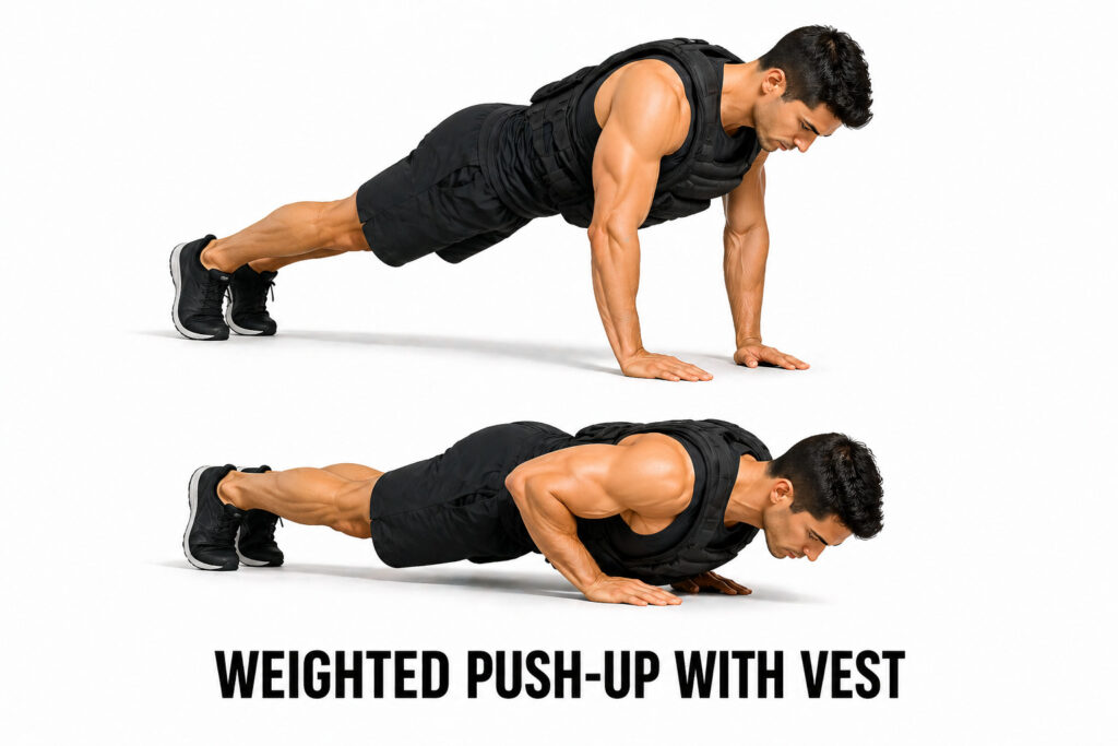 Weighted-push-up-vest-bodyweight-press-position